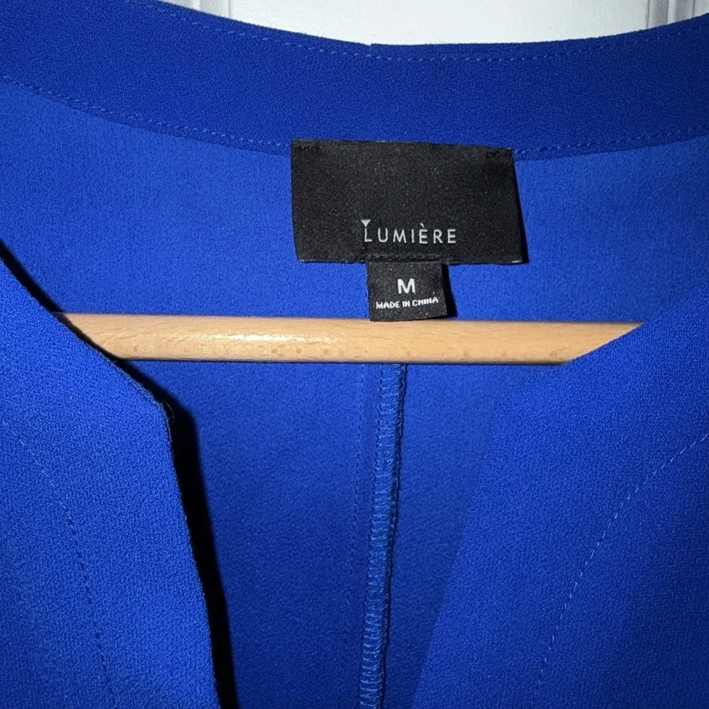 Lumiere Royal Blue Tie Waist Split V-Neck Shift Dress RD30430 Womens Medium